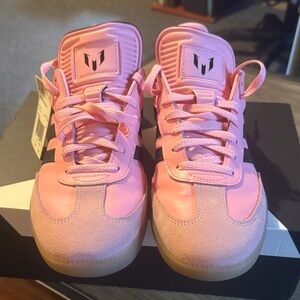 Messi Pink Low-Top Sambas with Black Accents & gum sole